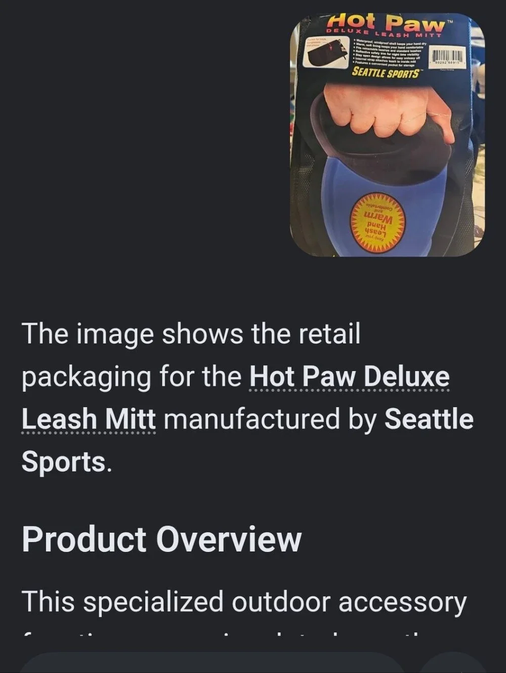 Seattle Sports Hot Paw Deluxe Leash Dash Mitt in Blue and Black